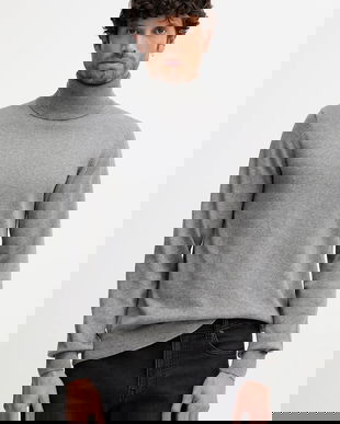 Geox pulover din amestec de cașmir culoarea gri, light, cu guler, M5670E T3298