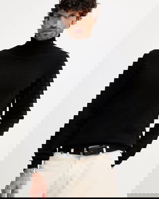 Geox pulover din amestec de cașmir culoarea negru, light, cu guler, M5670E T3298