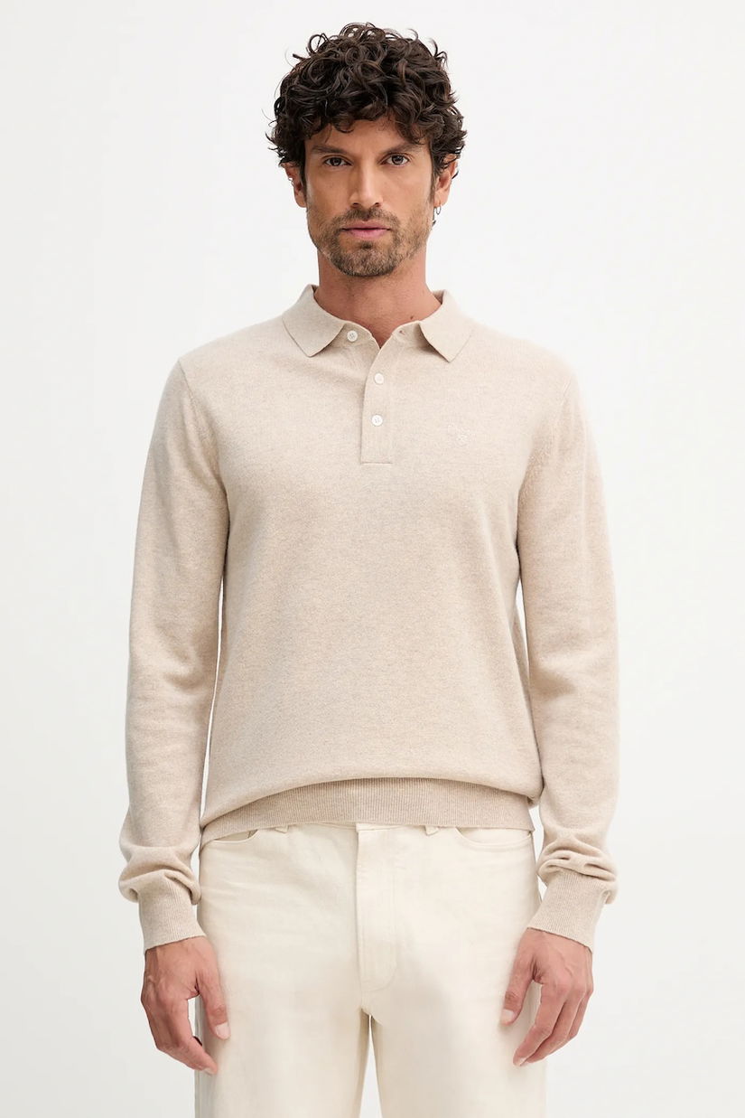 Barbour pulover de lână HUTHERSTON culoarea bej, light, MKN1670