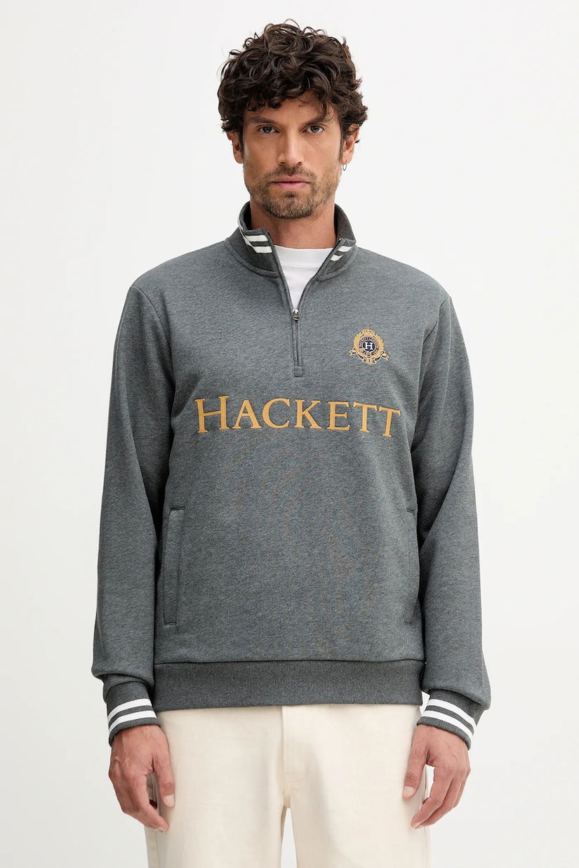 Hackett London bluză culoarea gri, cu imprimeu, HM5800022