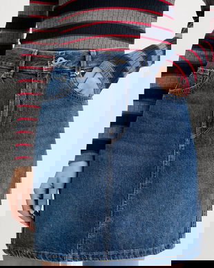 Pepe Jeans fustă jeans mini, drept, PL9011244A2