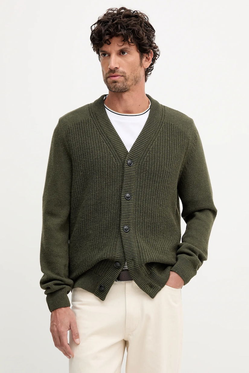 Barbour cardigan de lână MAINLAND culoarea verde, MKN1676