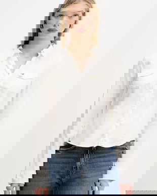 Hollister Co. cămașă culoarea bej, cu guler clasic, regular, KI340-5425