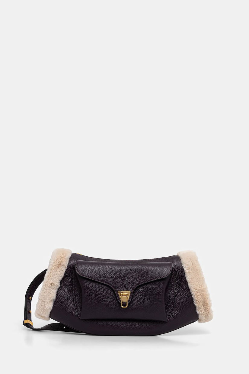 Coccinelle poșetă de piele BEAT culoarea violet, E1.TDK.15.01.01