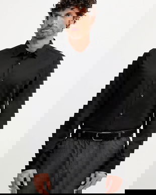 Joop! cămașă culoarea negru, cu guler clasic, slim, 30044608