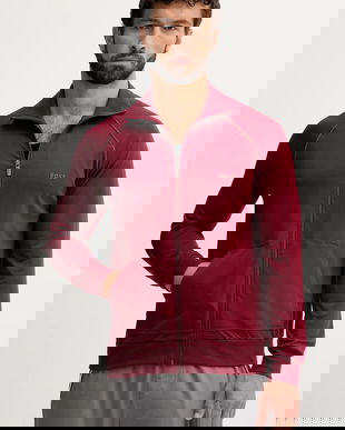 BOSS bluză lounge culoarea gri, uni, 50515307