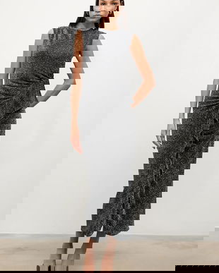 Answear.LAB rochie culoarea argintiu, maxi, mulata