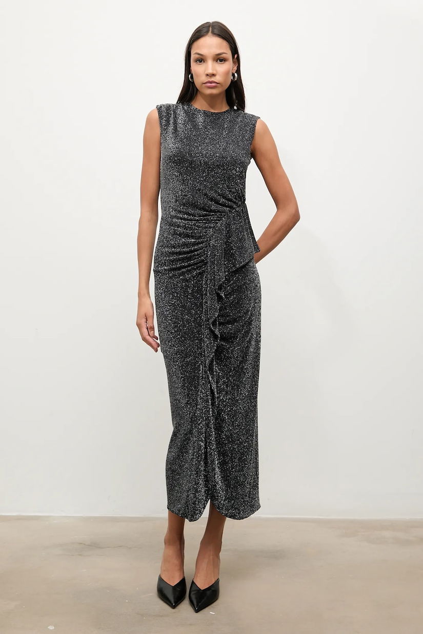 Answear.LAB rochie culoarea argintiu, maxi, mulata