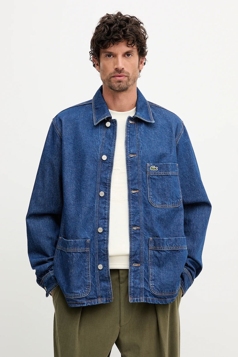 Lacoste cămașă din denim culoarea bleumarin, cu guler clasic, regular, CH9222