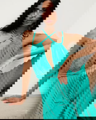 Answear.LAB rochie culoarea verde, maxi, evazati