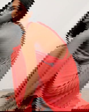 Answear.LAB rochie culoarea portocaliu, maxi, evazati