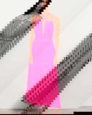 Answear.LAB rochie culoarea roz, maxi, evazati