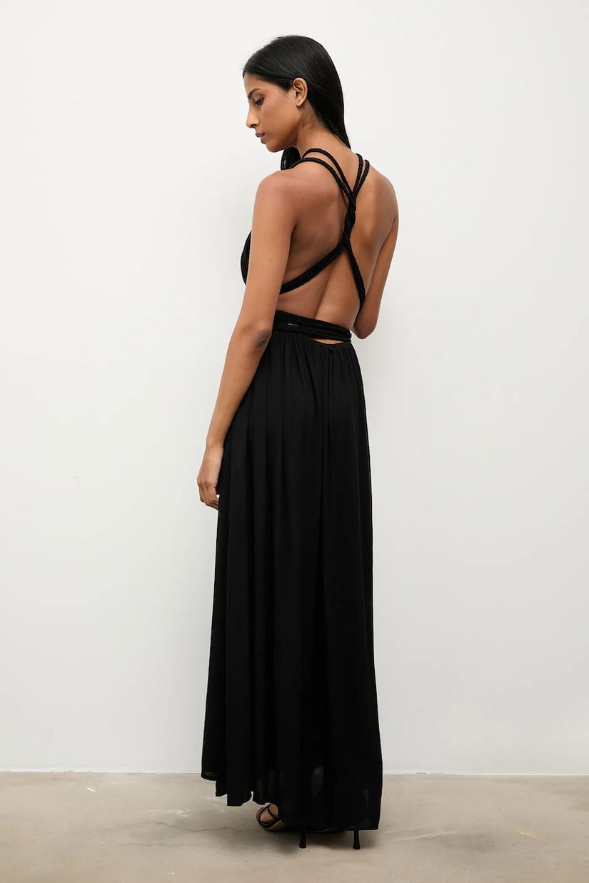 Answear.LAB rochie culoarea negru, maxi, evazati