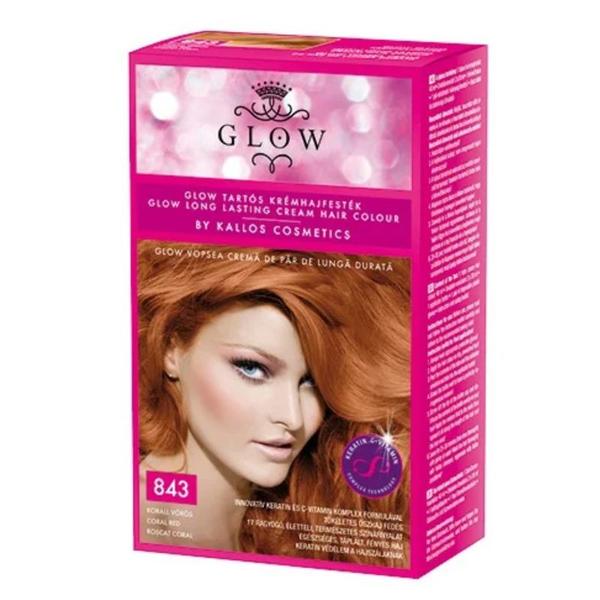 Vopsea Permanenta - Kallos Glow Long Lasting Cream Hair Colour, nuanta 843 Roscat Coral, 1 buc