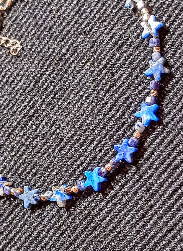 Bratara argint lapis lazuli safir stele minimalista boho chic trendy - Transport gratuit