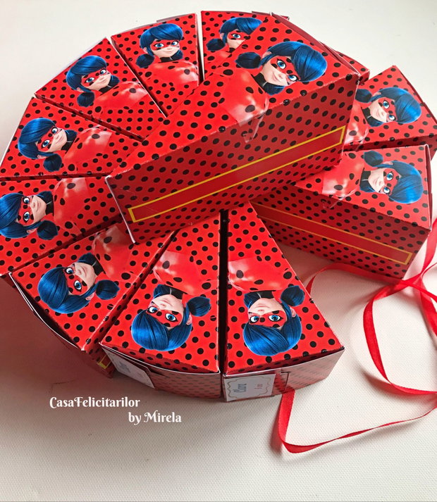 Cutii felie de tort Miraculous Ladybug