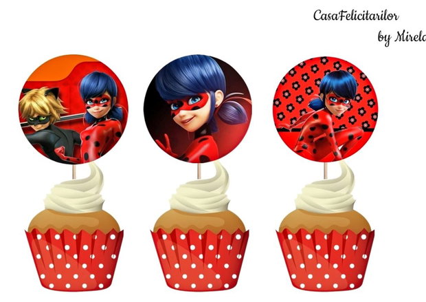 Cutii felie de tort Miraculous Ladybug