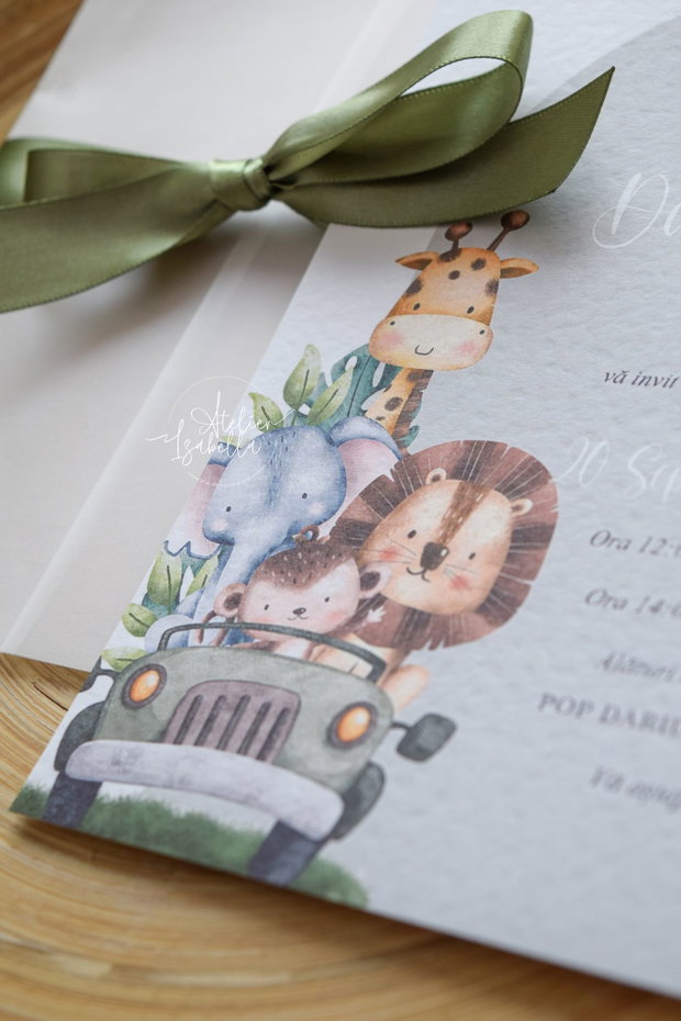 Invitație botez Safari