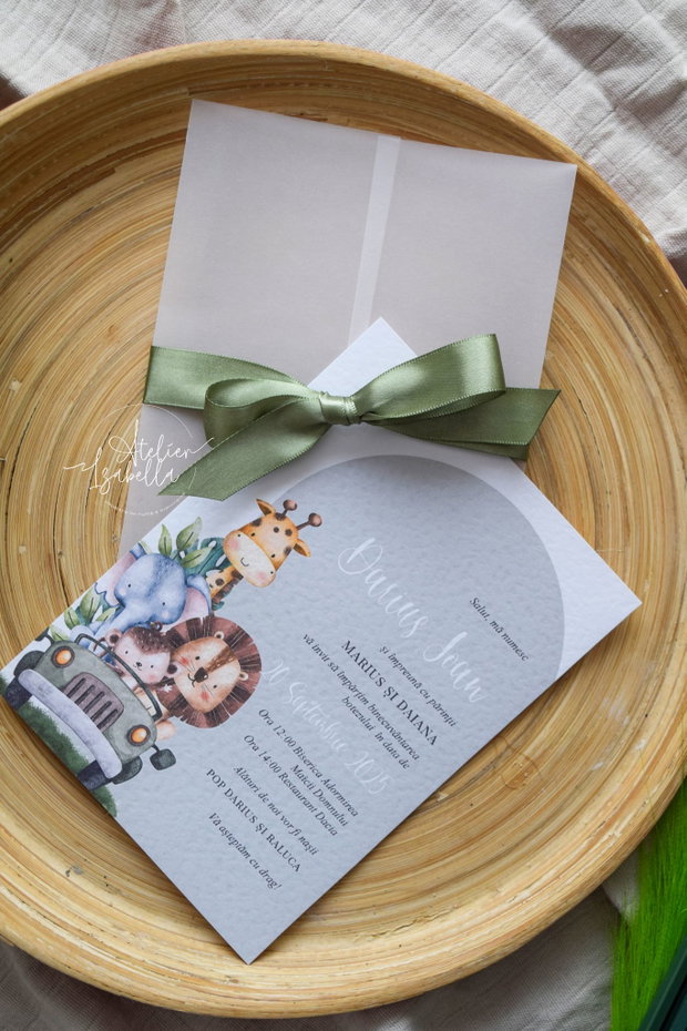 Invitație botez Safari