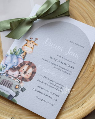 Invitație botez Safari