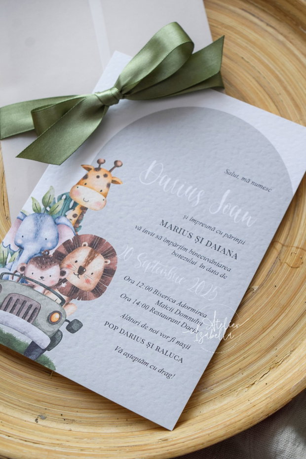 Invitație botez Safari