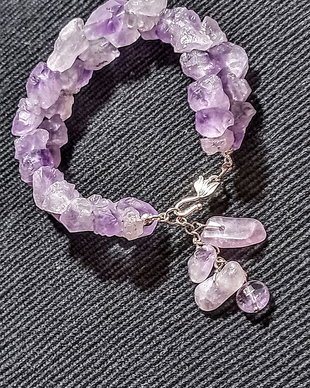 Bratara argint X2 ametist brut masiva boho chic trendy cadou