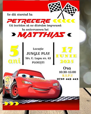 Invitatii petrecere aniversara Cars