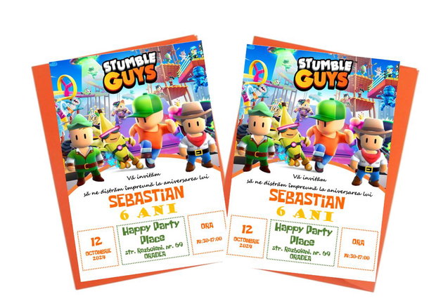 Invitatii petrecere Stumble Guys