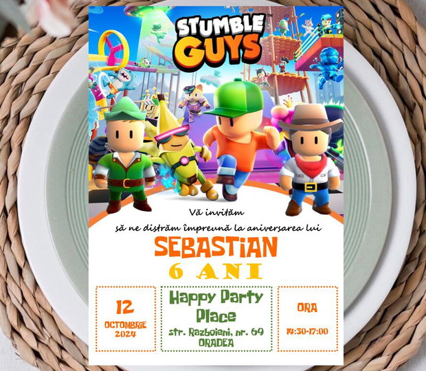 Invitatii petrecere Stumble Guys