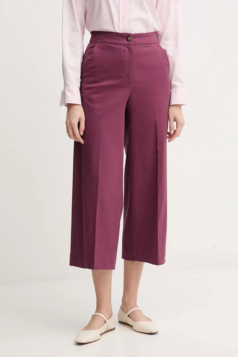 United Colors of Benetton pantaloni culoarea violet, lat, high waist, 4SJCDF09W