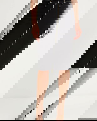 Elisabetta Franchi fustă culoarea negru, midi, creion, GO13456E2