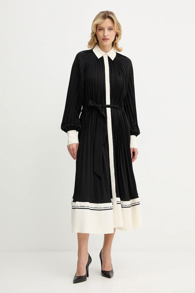 Karl Lagerfeld rochie culoarea negru, midi, oversize, A4W13047