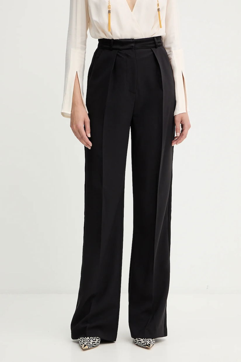 Elisabetta Franchi pantaloni culoarea negru, drept, high waist, PA12656E2