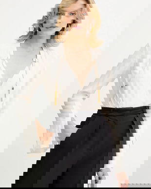 Elisabetta Franchi bluză culoarea bej, uni, CB00557E2