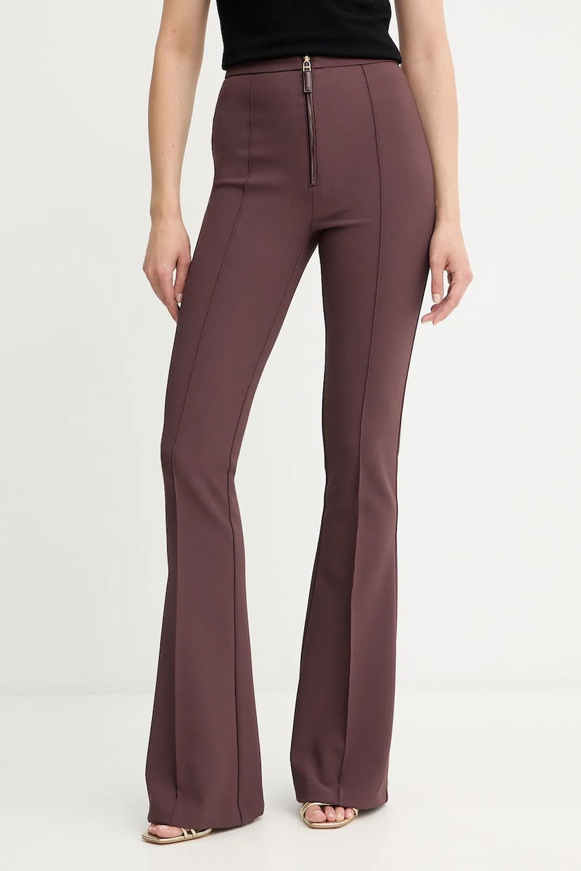 Elisabetta Franchi pantaloni culoarea bordo, evazați, high waist, PA12256E2