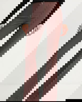 Elisabetta Franchi pantaloni culoarea maro, evazați, high waist, PA12256E2