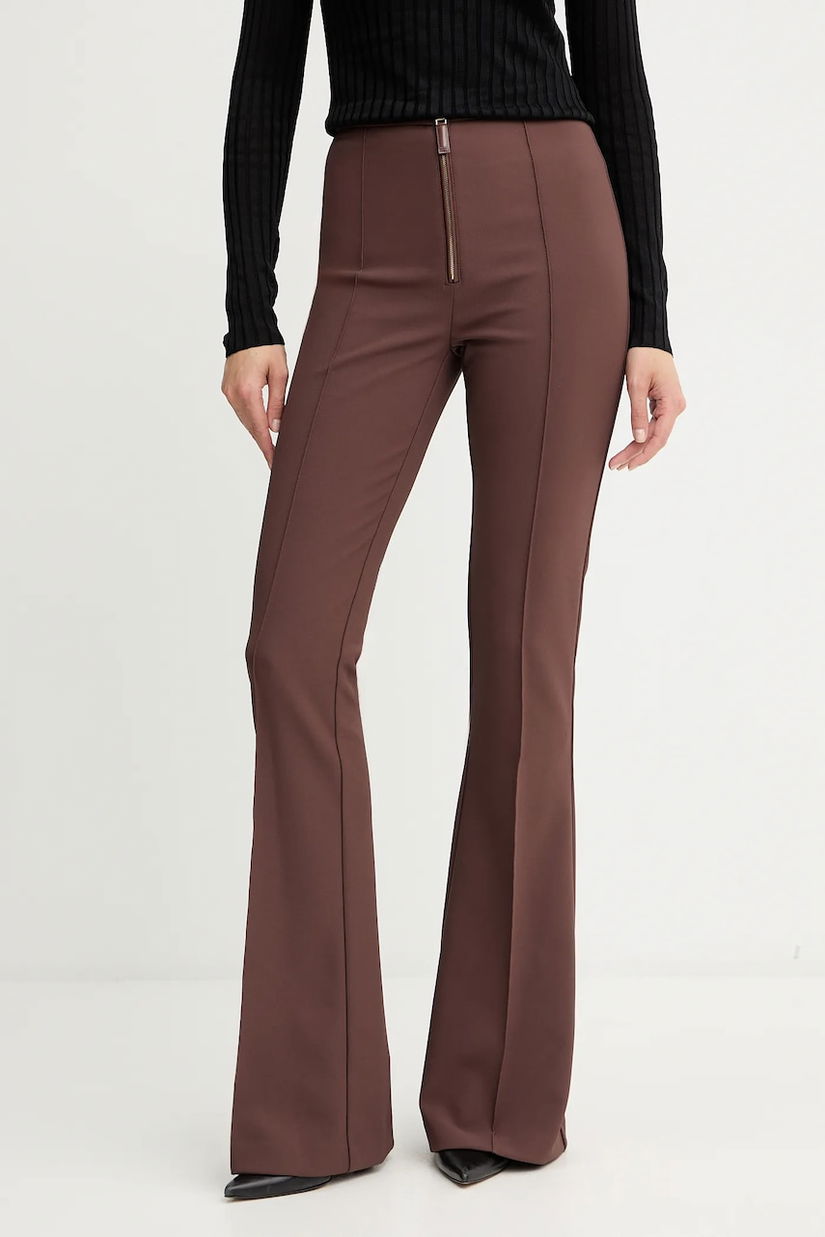 Elisabetta Franchi pantaloni culoarea maro, evazați, high waist, PA12256E2