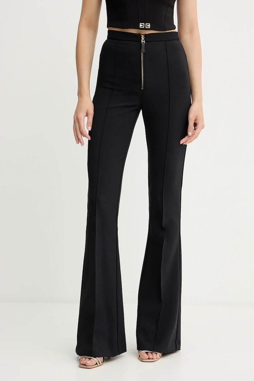 Elisabetta Franchi pantaloni culoarea negru, evazați, high waist, PA12256E2
