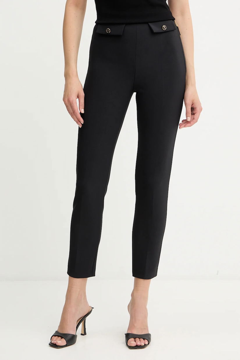 Elisabetta Franchi pantaloni culoarea negru, mulată, high waist, PA12056E2