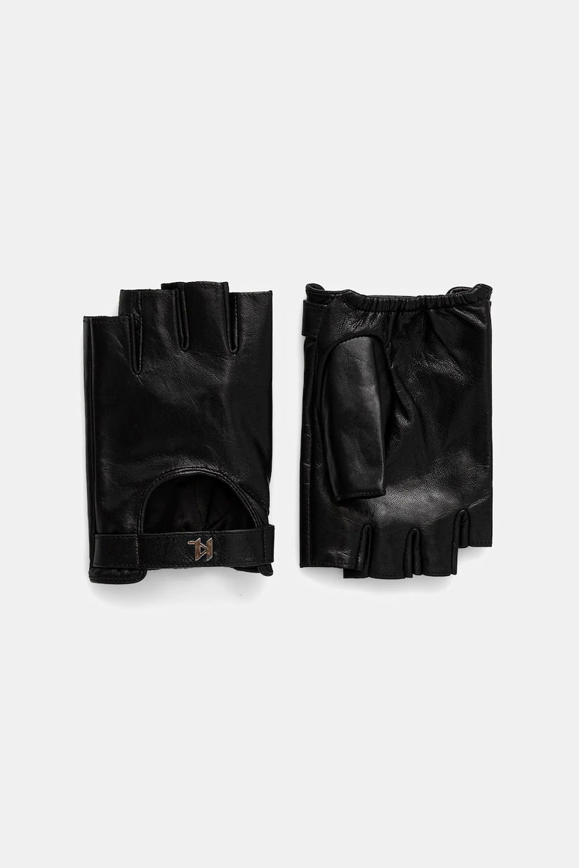 Karl Lagerfeld mănuși de piele culoarea negru, A3M33073
