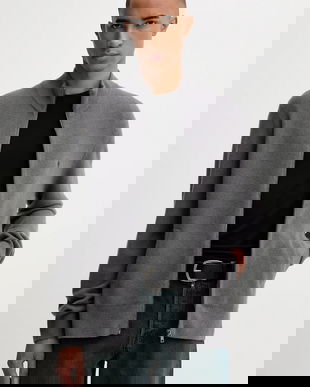 AllSaints hanorac din lână STATTEN culoarea gri, uni, M073KB