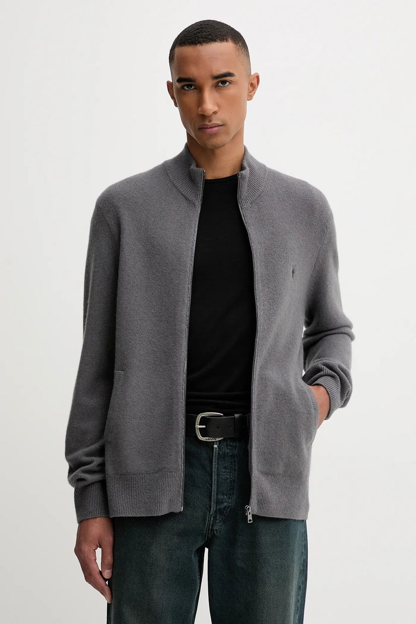 AllSaints hanorac din lână STATTEN culoarea gri, uni, M073KB