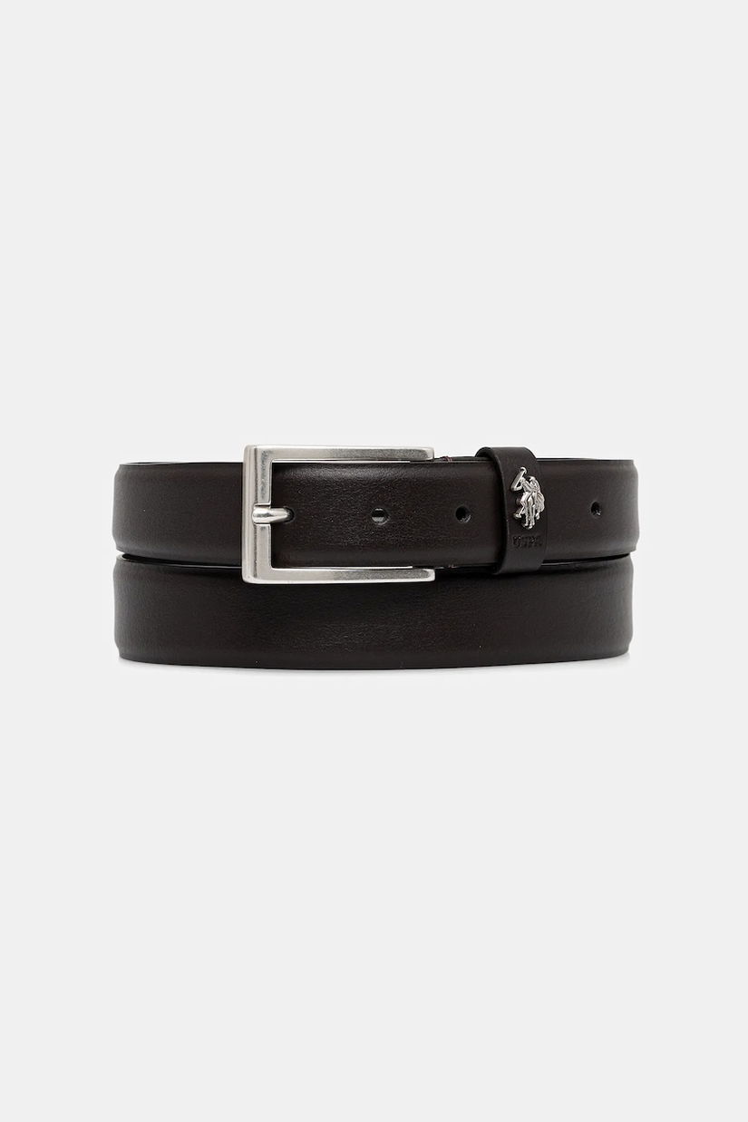 U.S. Polo Assn. curea de piele Hitchcock culoarea negru, AIUH32375MHN