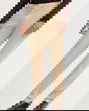 BOSS pantaloni bărbați, culoarea bej, slim 50543312