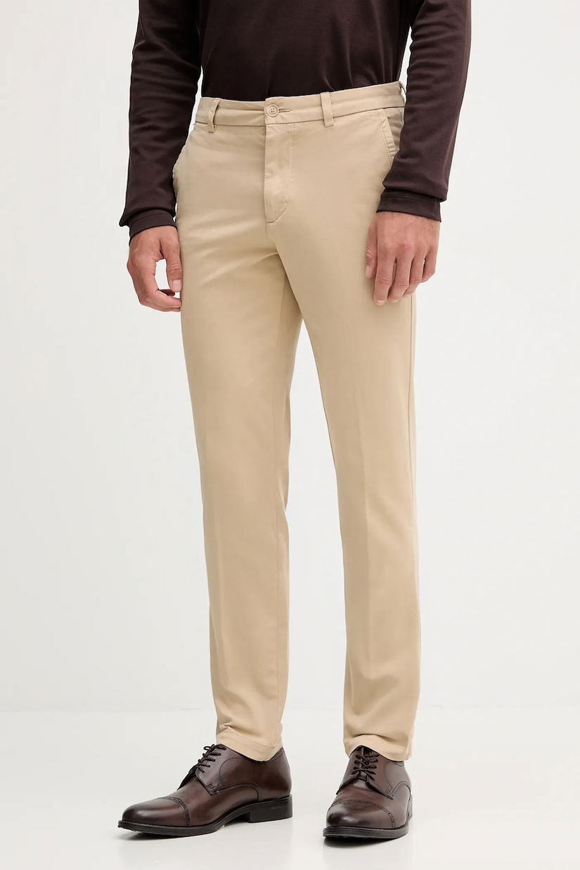 BOSS pantaloni bărbați, culoarea bej, slim 50543312