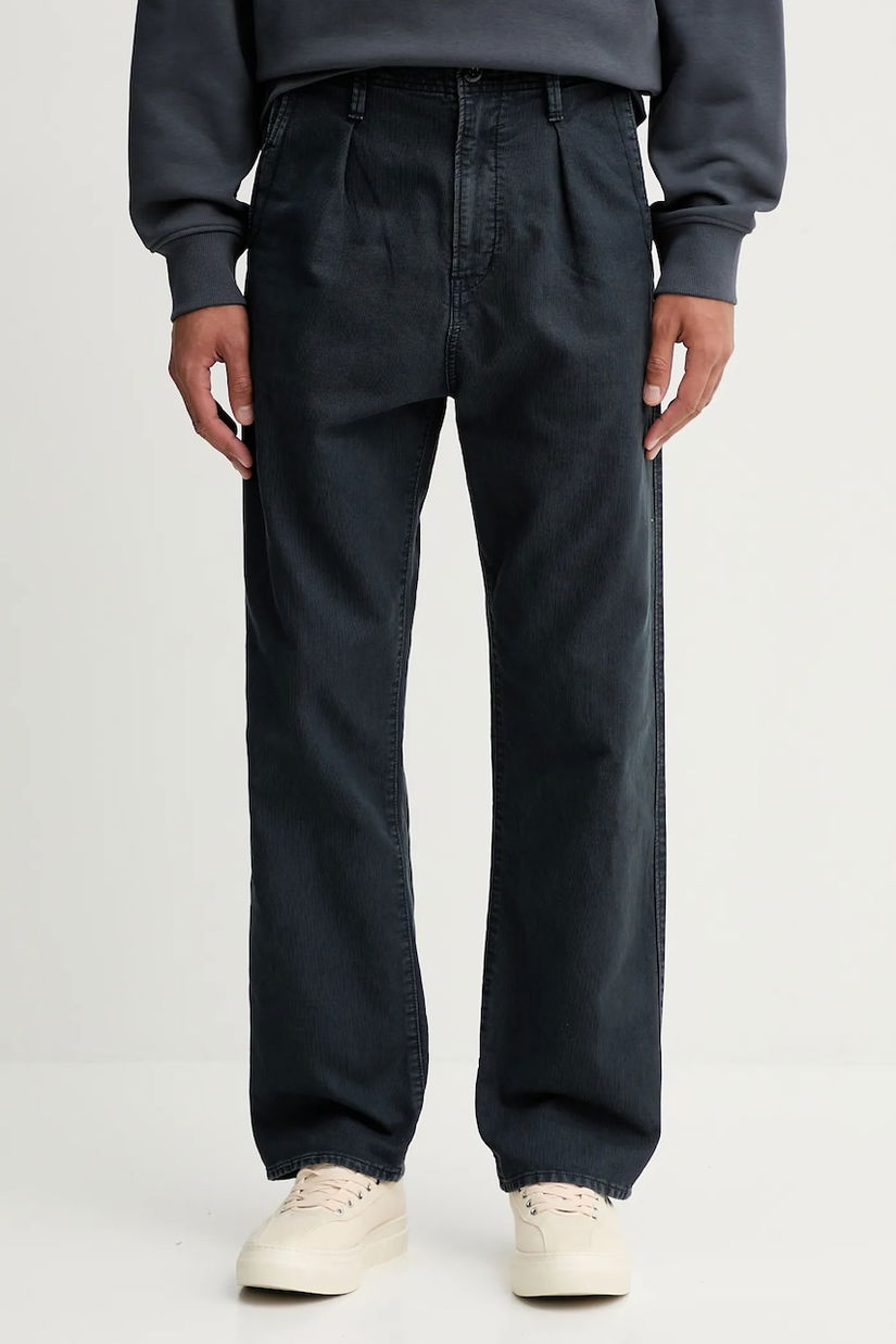G-Star pantaloni de bumbac bărbați, bleumarin, drepți D26126.D752