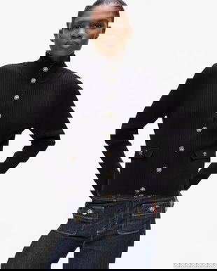 Karl Lagerfeld cardigan culoarea negru, A4W18040