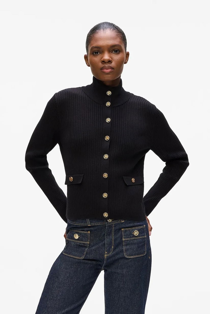 Karl Lagerfeld cardigan culoarea negru, A4W18040