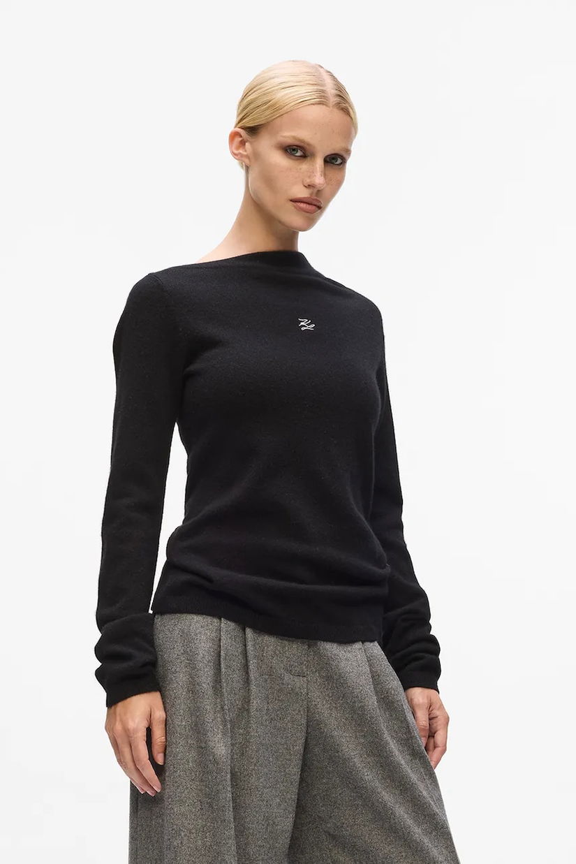 Karl Lagerfeld pulover de cașmir culoarea negru, light, A4W18042