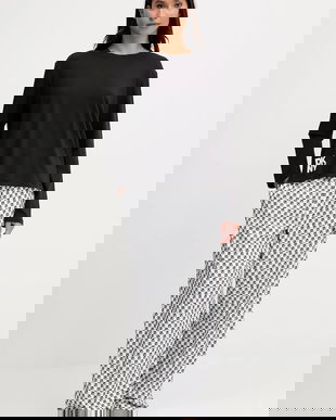 Dkny pijama din amestec de bumbac femei, culoarea negru YI80064